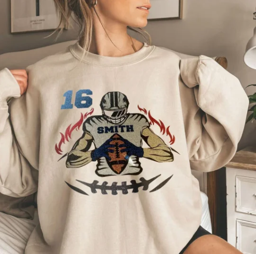 Crew Neck Hoodie Shine On Game Day - Custom Glitter Football Player Crewneck Hoodie Tshirt 