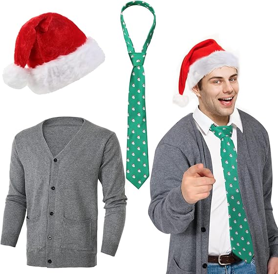 3 Pieces Christmas Men's 1980s Movie Costume Cardigan Sweaters